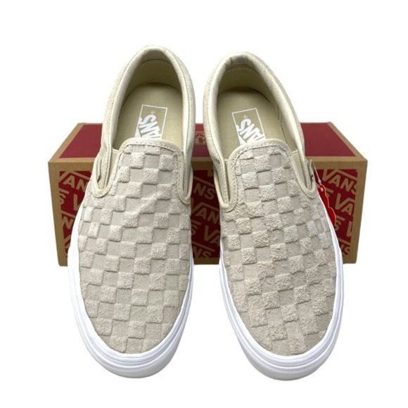 VANS Classic Slip On Embossed Check Shoes Casual Suede Oatmeal Men VN000XG8B04 - Picture 7 of 11